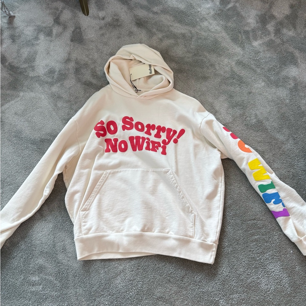 Madhappy Cream and Red Sweater with Bold Graphics